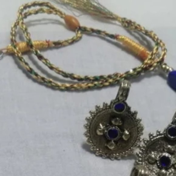 Pearls and Beads Jewelry Set, Handmade Coins Jewelry Set With Glass Stones, - Picture 5 of 9